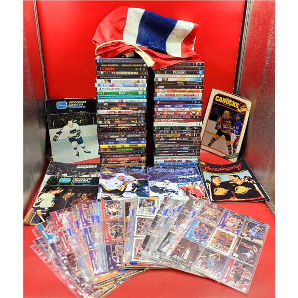 Assorted DVDs, Hockey Magazines, & Basketball Cards