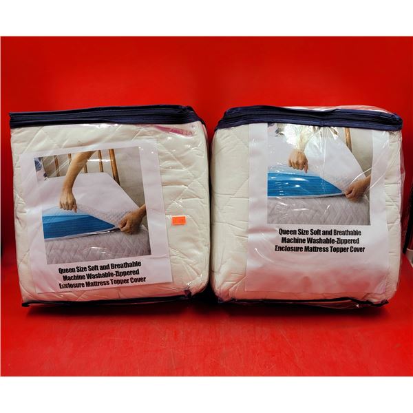 Soft & Breathable Queen Size Machine-Washable Zipper Mattress Toppers/Covers