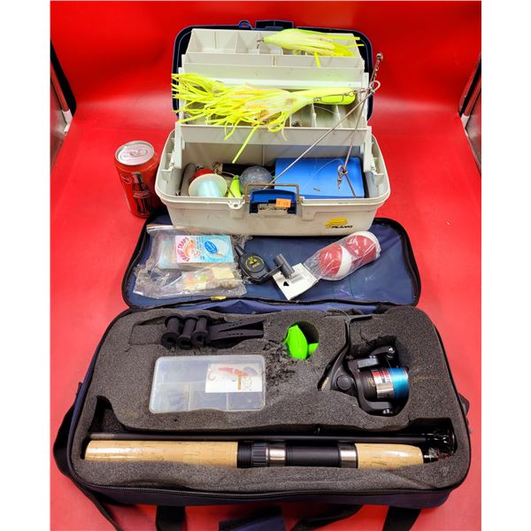 Fishing Lot w/ Plano Tackle Box Full of Supplies & Okuma Fishing Rod