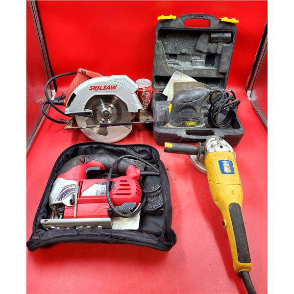 Assorted Power Tool Lot w/ Skilsaw Circular Saw, Power Fist Angle Grinder, Skil Jigsaw, & More