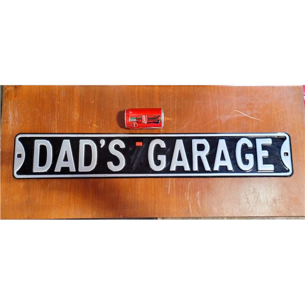 Steel Embossed  "Dad's Garage" Street Sign