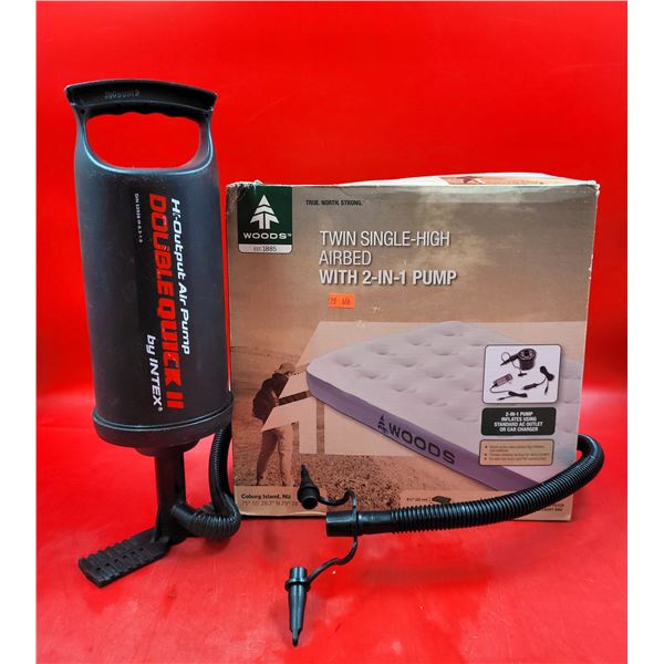 Woods Twin Single-High Airbed w/ 2-In-1 Pump & Intex Double Quick II Pump