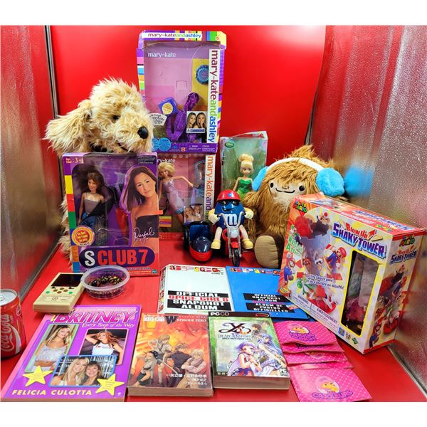 Assorted Children's Lot w/ Plush Toys, Dolls, Mario Shaky Tower Game, & More