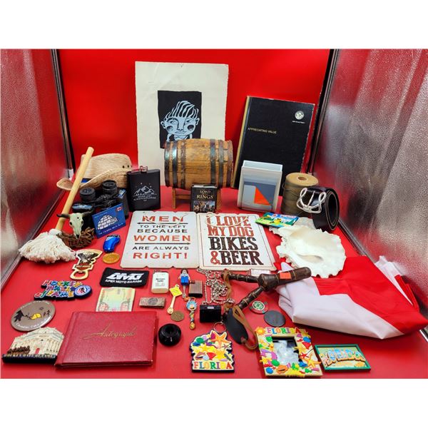 VTG Miscellaneous Lot w/ Slingshot, Binoculars, Lord of the Rings Pocket Book, Signs, Smalls, & More