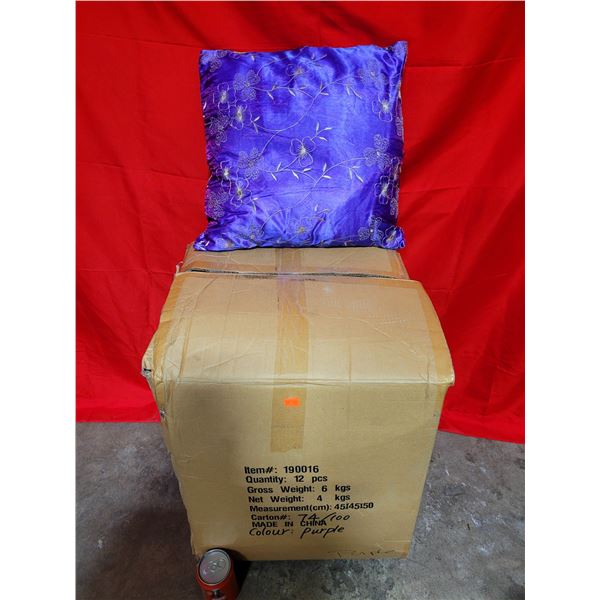 Box of Decorative Purple Throw Pillows