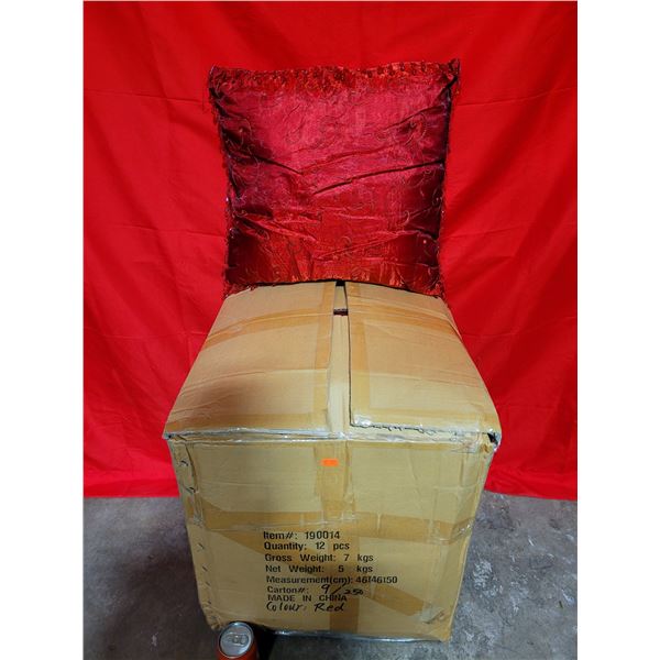 Box of Decorative Red Throw Pillows