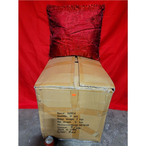 Box of Decorative Red Throw Pillows