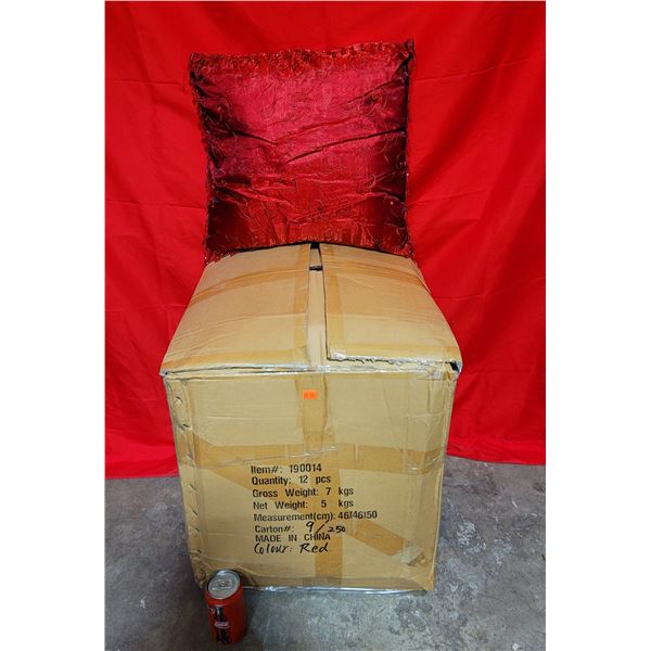 Box of Decorative Red Throw Pillows