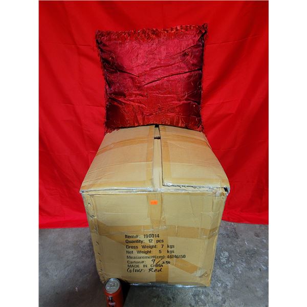 Box of Decorative Red Throw Pillows