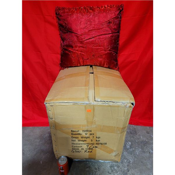 Box of Decorative Red Throw Pillows