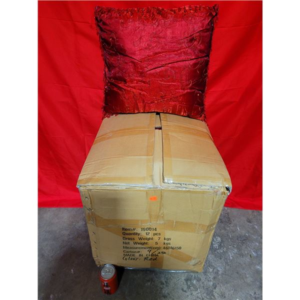 Box of Decorative Red Throw Pillows
