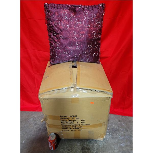 Box of Decorative Wine Red Throw Pillows