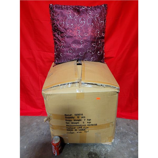 Box of Decorative Wine Red Throw Pillows