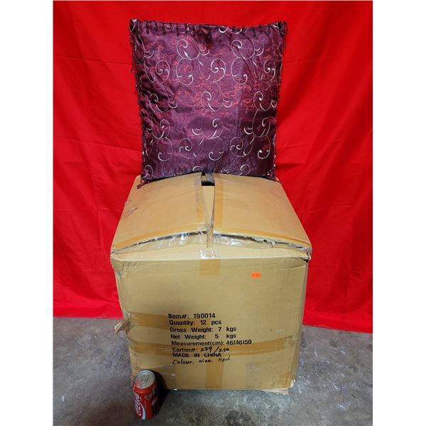 Box of Decorative Wine Red Throw Pillows