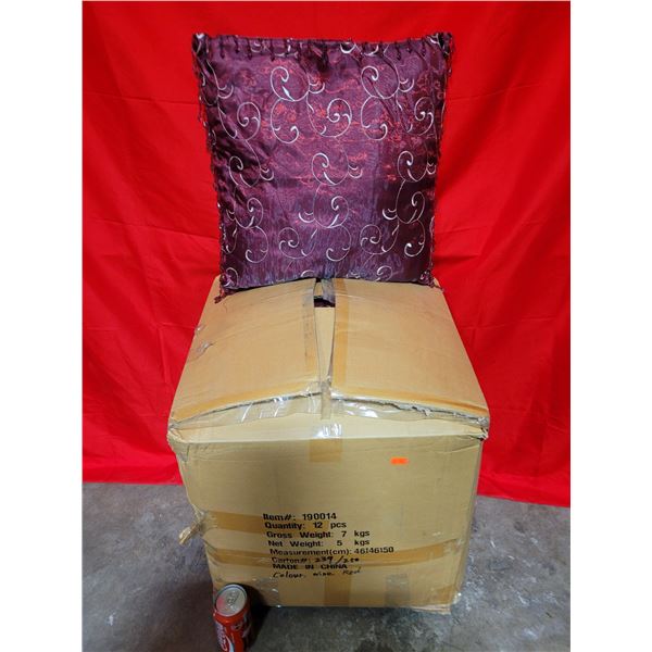 Box of Decorative Wine Red Throw Pillows