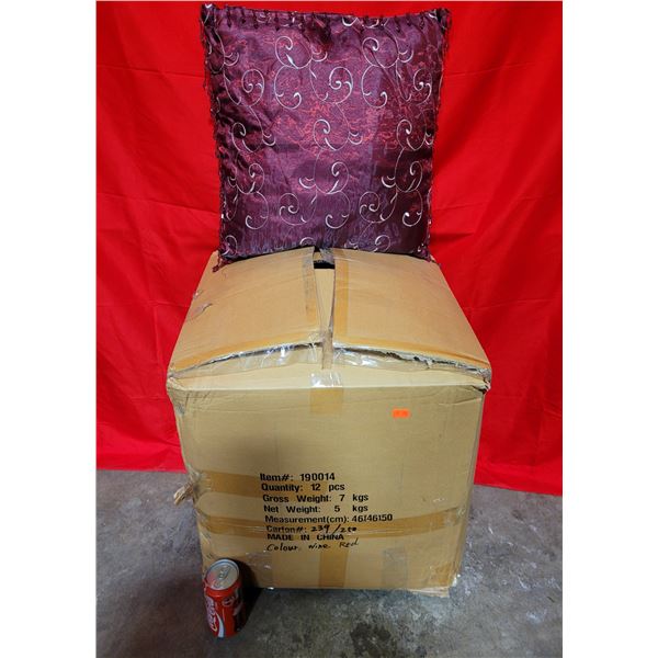 Box of Decorative Wine Red Throw Pillows