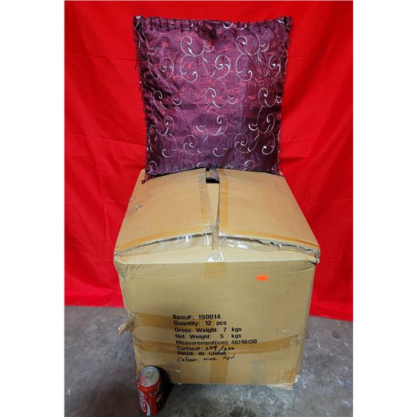 Box of Decorative Wine Red Throw Pillows