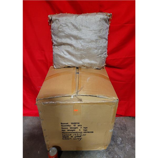 Box of Decorative Grey Throw Pillows
