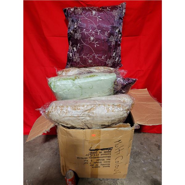 Box of Decorative Assorted Colour Throw Pillows