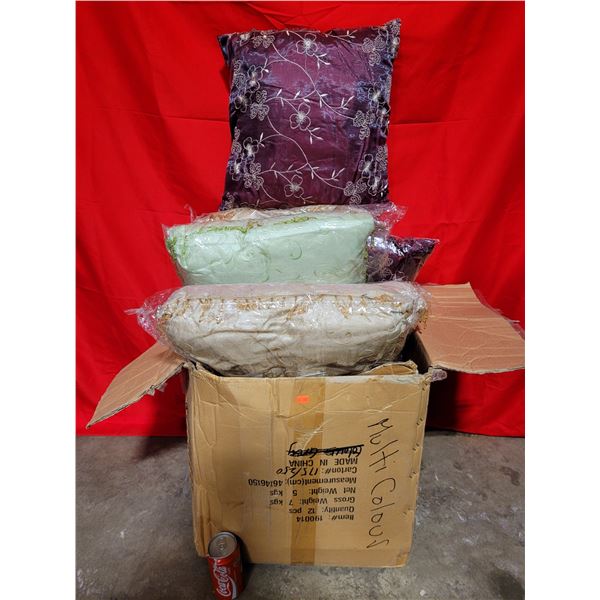 Box of Decorative Assorted Colour Throw Pillows