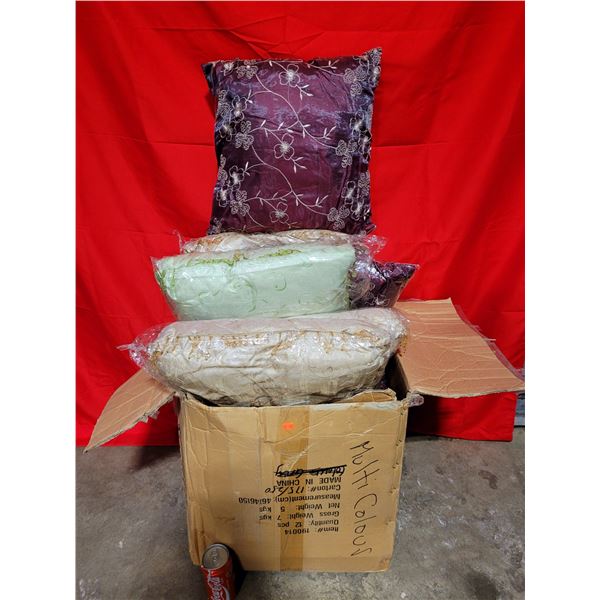 Box of Decorative Assorted Colour Throw Pillows