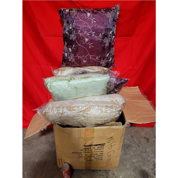 Box of Decorative Assorted Colour Throw Pillows