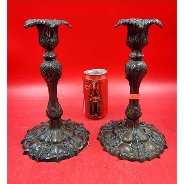 VTG 10" Cast Iron Candleholders