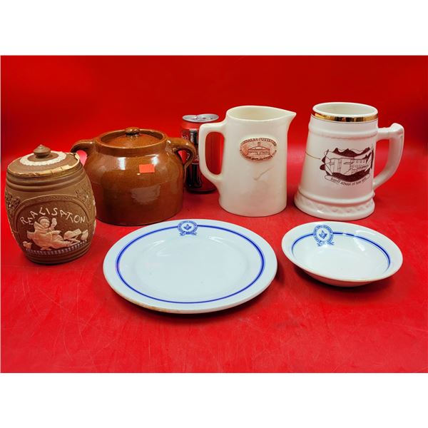 Assorted VTG Dish Lot w/ Bean Pot, Hycroft Stein Made in Canada, & More