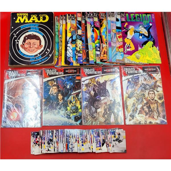DC Comics, Transformers Comics, Mad Book, & Assorted Hockey Cards
