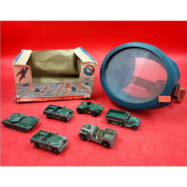 VTG Superman Super Mask Water Toy w/ Box & Lesney Vehicles Made in England