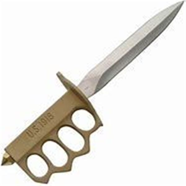 12" 1918 WWI TRENCH BRASS FINISH KNIFE