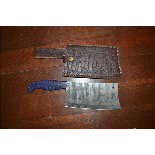 Handmade Damascus Steel Cleaver w/ Sheath