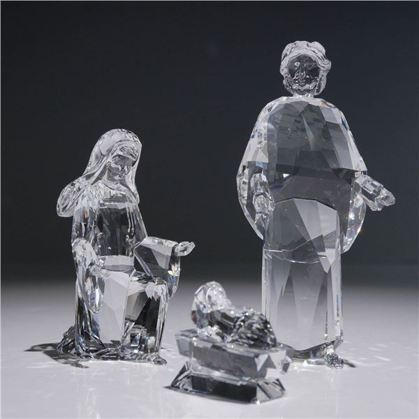 3pc Swarovski Crystal Figurines, Nativity Scene Set