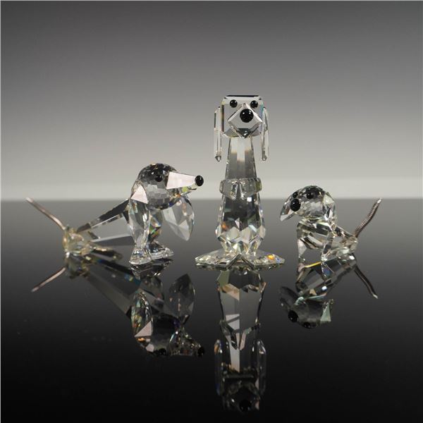 3pc Swarovski Crystal Dog Figurines