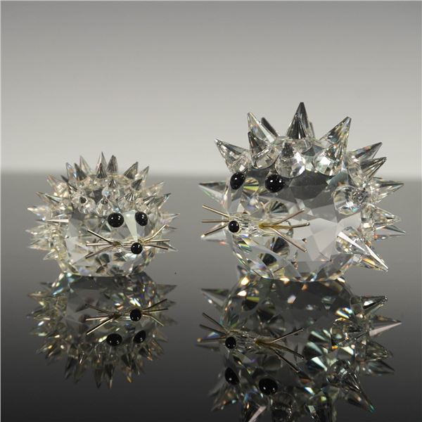 2pc Swarovski Crystal Figurines, Hedgehog Large and Small
