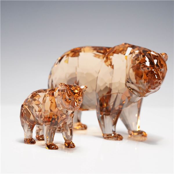 2pc Swarovski Crystal Figurines, Arcadia Bear and Cub