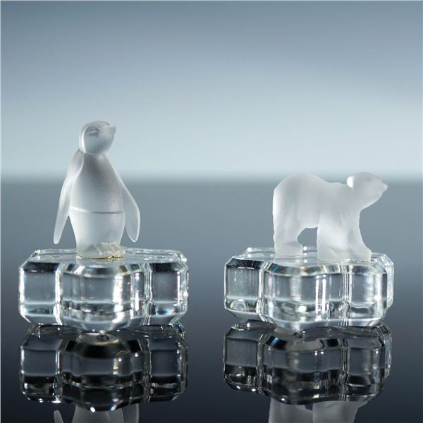 2pc Ebeling & Reuss Crystal Figurines by Swarovski, Penguin and Polar Bear