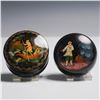 Image 1 : 2pc Russian Hand Painted Lacquer Trinket Boxes