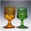Image 1 : 2pc Glass Goblets, Amber and Green