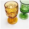 Image 2 : 2pc Glass Goblets, Amber and Green