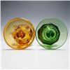 Image 4 : 2pc Glass Goblets, Amber and Green