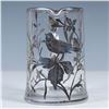 Image 2 : American Silver Overlay Glass Creamer with Bird and Floral Design