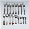 Image 1 : 17pc Silverplated Souvenir Spoon and Fork Collection
