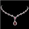 Image 1 : High End Value RUBBY NECKLACE in 14K White Gold Plated 925 Sterling Silver - 7.5 inches long -Apprai