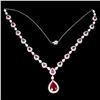 Image 2 : High End Value RUBBY NECKLACE in 14K White Gold Plated 925 Sterling Silver - 7.5 inches long -Apprai
