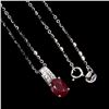 Image 2 : Oval Cut RUBY NECKLACE in 14K White Gold Plated 925 Sterling Silver - 18 inches length -Appraised Re