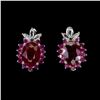Image 1 : Oval CUT RUBY EARRINGS in 14K White Gold Plated 925 Sterling Silver - Appraised Replacement Value CA