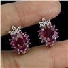 Image 2 : Oval CUT RUBY EARRINGS in 14K White Gold Plated 925 Sterling Silver - Appraised Replacement Value CA