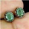 Image 2 : High Value EMERALD AND NATURAL DIAMONDS EARRINGS in 2 Tone Black Rhodium and 14K White Gold Plated 9