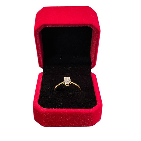 1.00 CT GRA CERTIFIED OVAL CUT MOISSANITE STONE VVS D COLOR SET IN YELLOW GOLD PLATING SET IN 925 SI